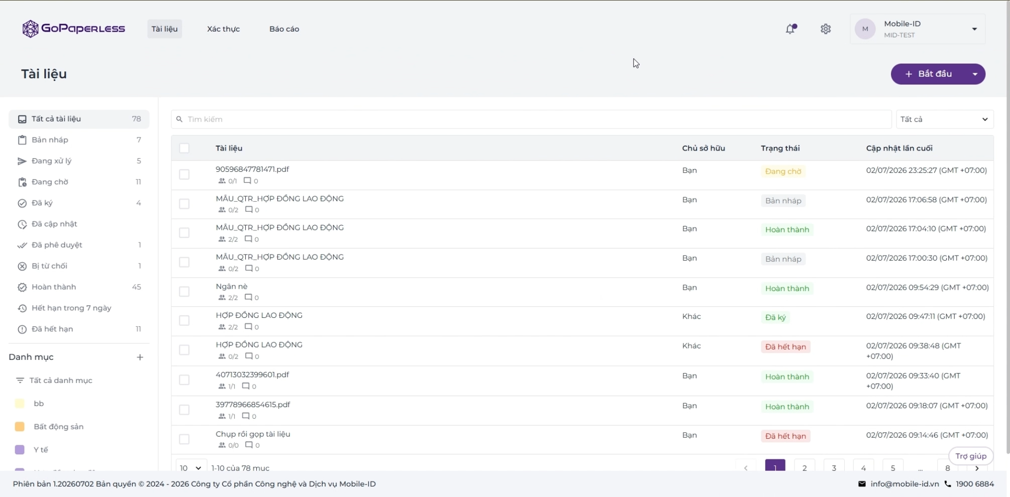 GoPaperless Portal document list