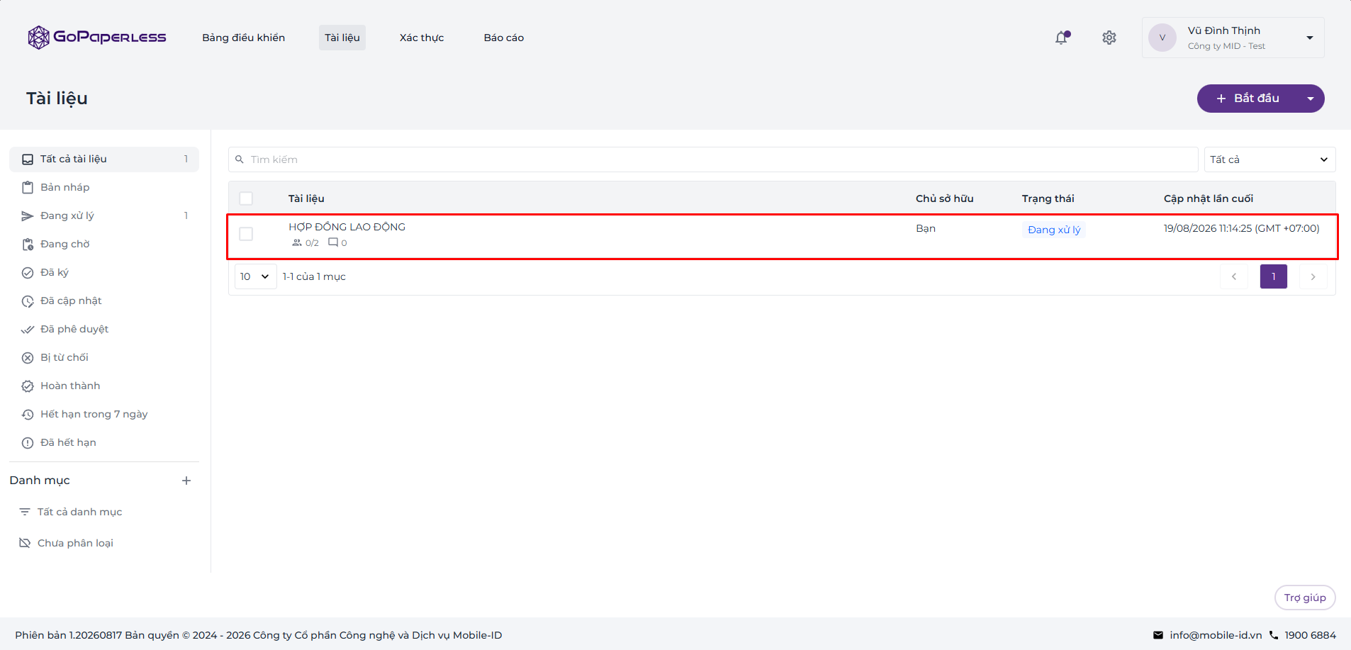 Track file overview on the Documents page
